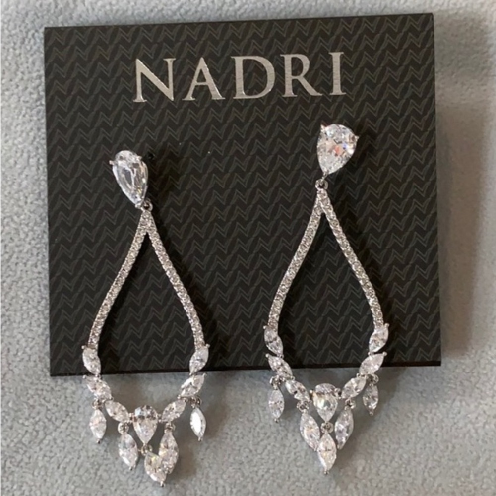 Nadri Silver Crystal Drop Earrings